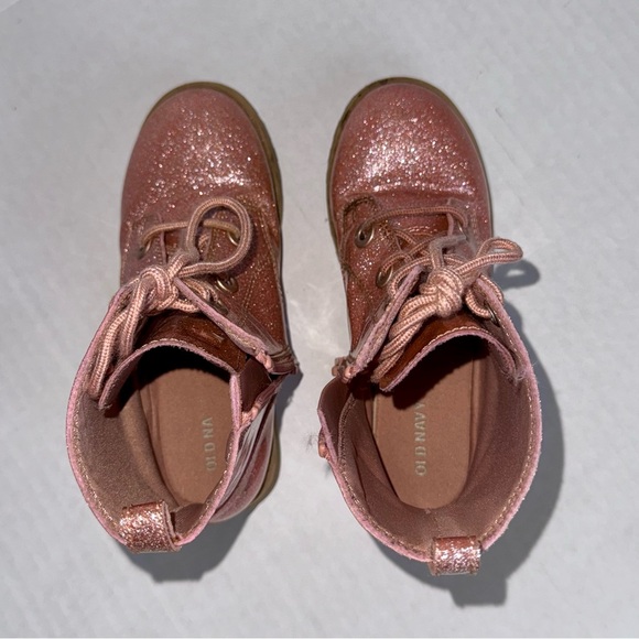 EUC glitter rose gold combat waterproof boots with zipper or lace-up option - Picture 6 of 8